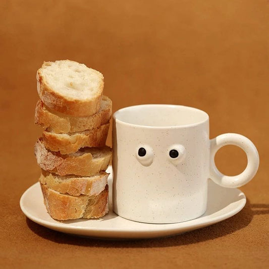 Big Eyes Ceramic Mug – Funny & Cute Handmade Coffee Cup