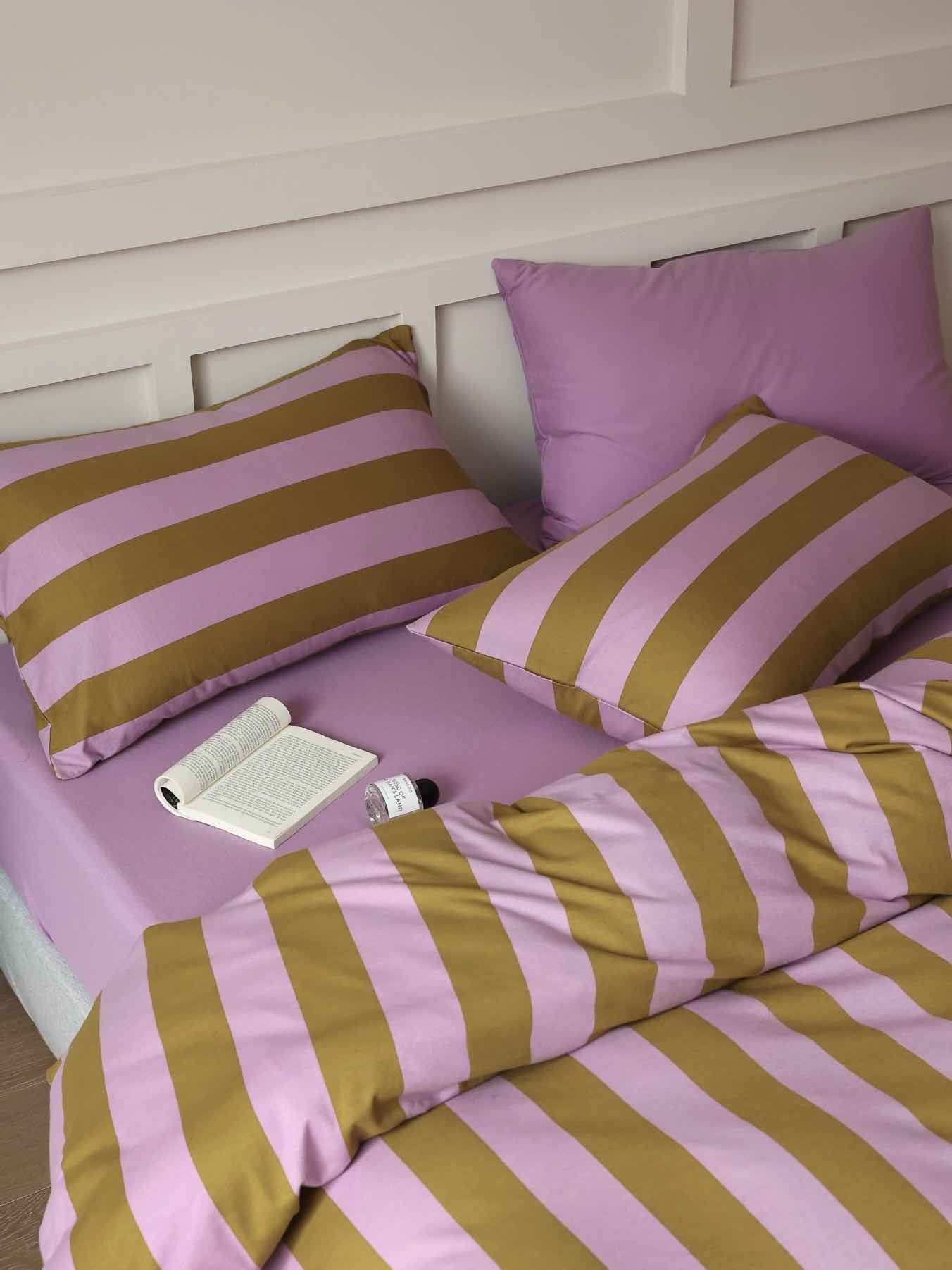 Dopamine Stripe Bedding Set — Queen Size, 3pcs Organic Cotton