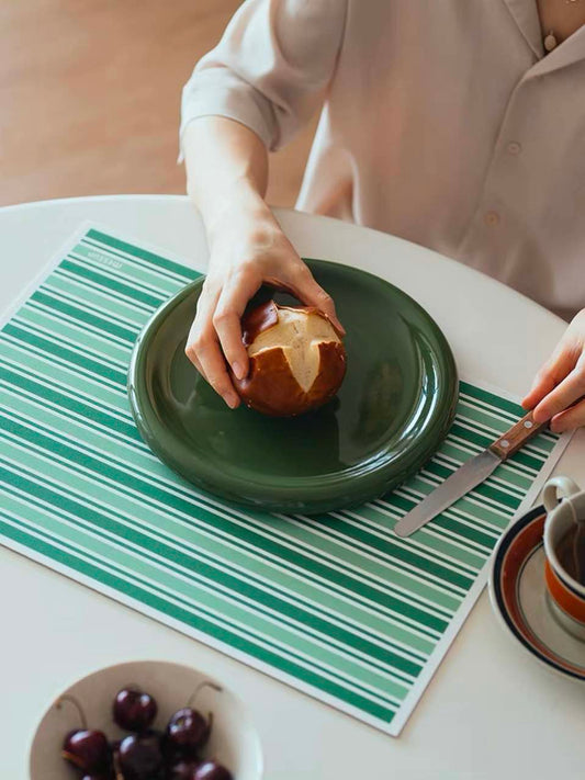 Dopamine Stripe Placemats (Set of 4) – Easy-Clean Faux Leather Table Mats