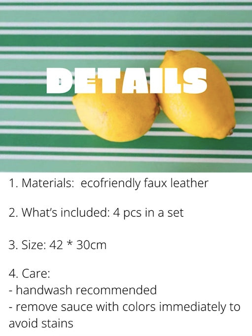 Dopamine Stripe Placemats (Set of 4) – Easy-Clean Faux Leather Table Mats