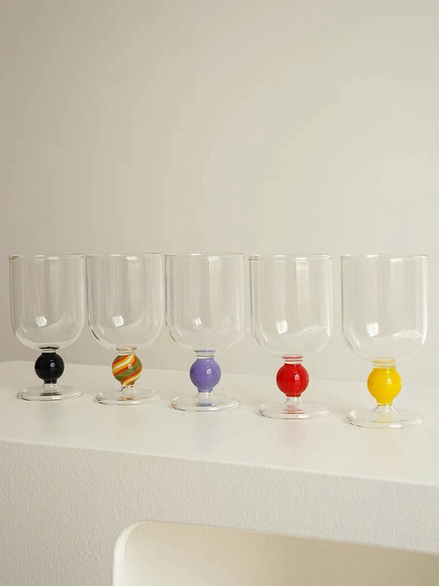 Gumballs Wine Glass Set – Eclectic Whimsical Colored Cocktail Glasses