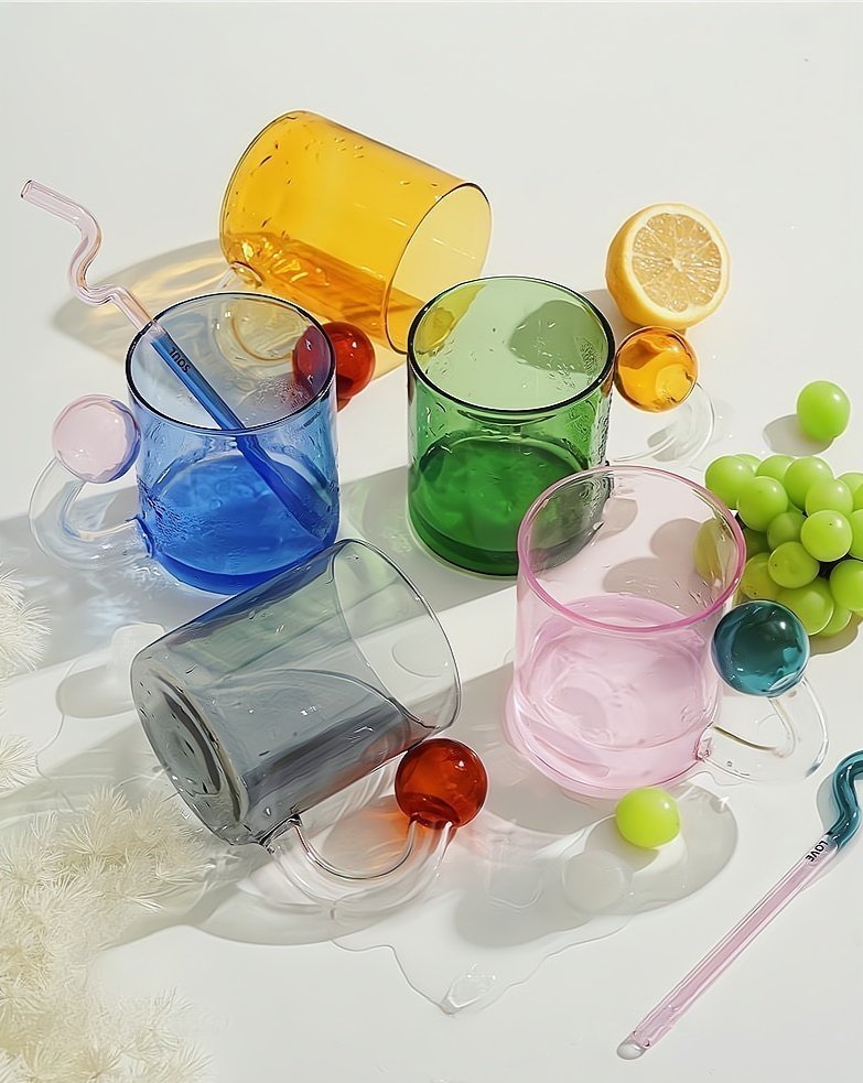 Handblown Lollipop Mugs – Whimsical Dopamine Glass Drinkware
