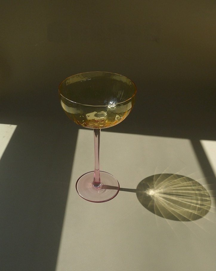 Retro Pastel Cocktail Glasses Coupe Set (4 pcs) – Handblown Vintage-Inspired Party Glassware