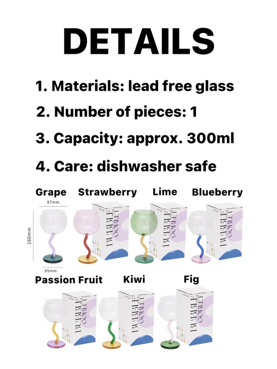 Handblown Bubble Wine Glass – Retro Wavy Stem Party Glassware