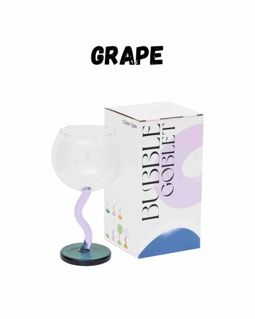 Handblown Bubble Wine Glass – Retro Wavy Stem Party Glassware