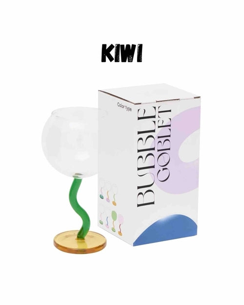 Handblown Bubble Wine Glass – Retro Wavy Stem Party Glassware