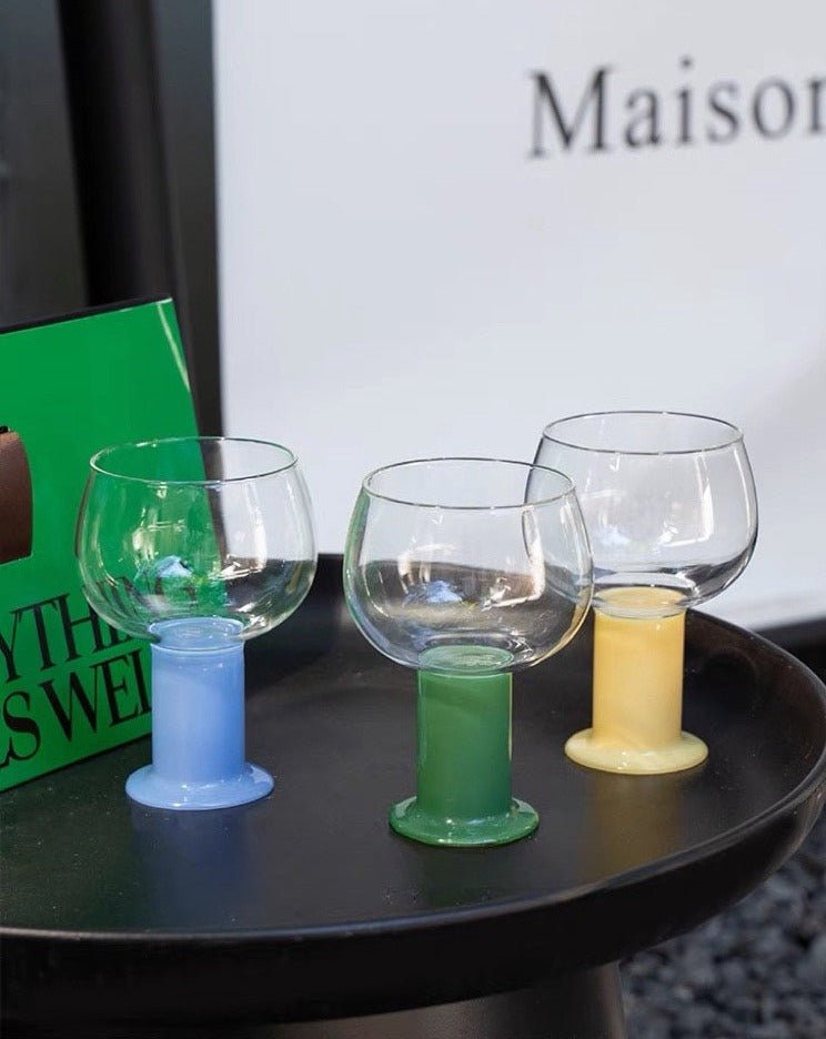 Chubby Handblown Wine Glasses  Set of 2 Pcs