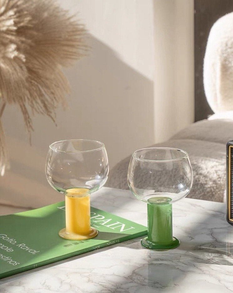 Chubby Handblown Wine Glasses  Set of 2 Pcs