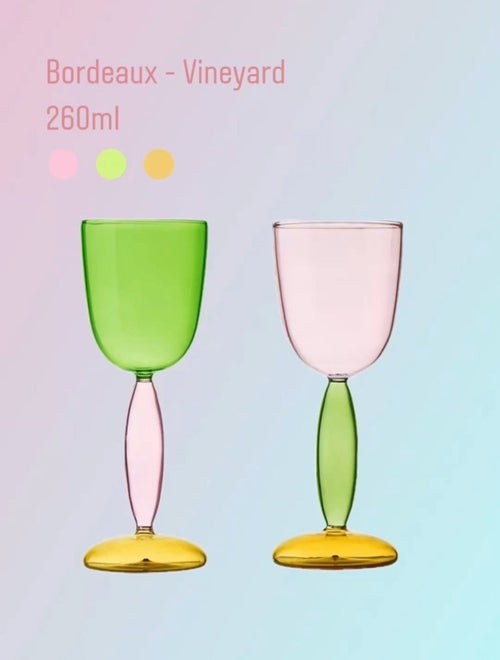 Handblown Colored Wine Glasses (Set of 2) – Burgundy & Bordeaux Party Glassware