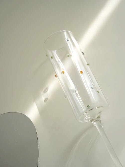 Handblown Rainbow Sprinkles Champagne Flutes (Set of 2)