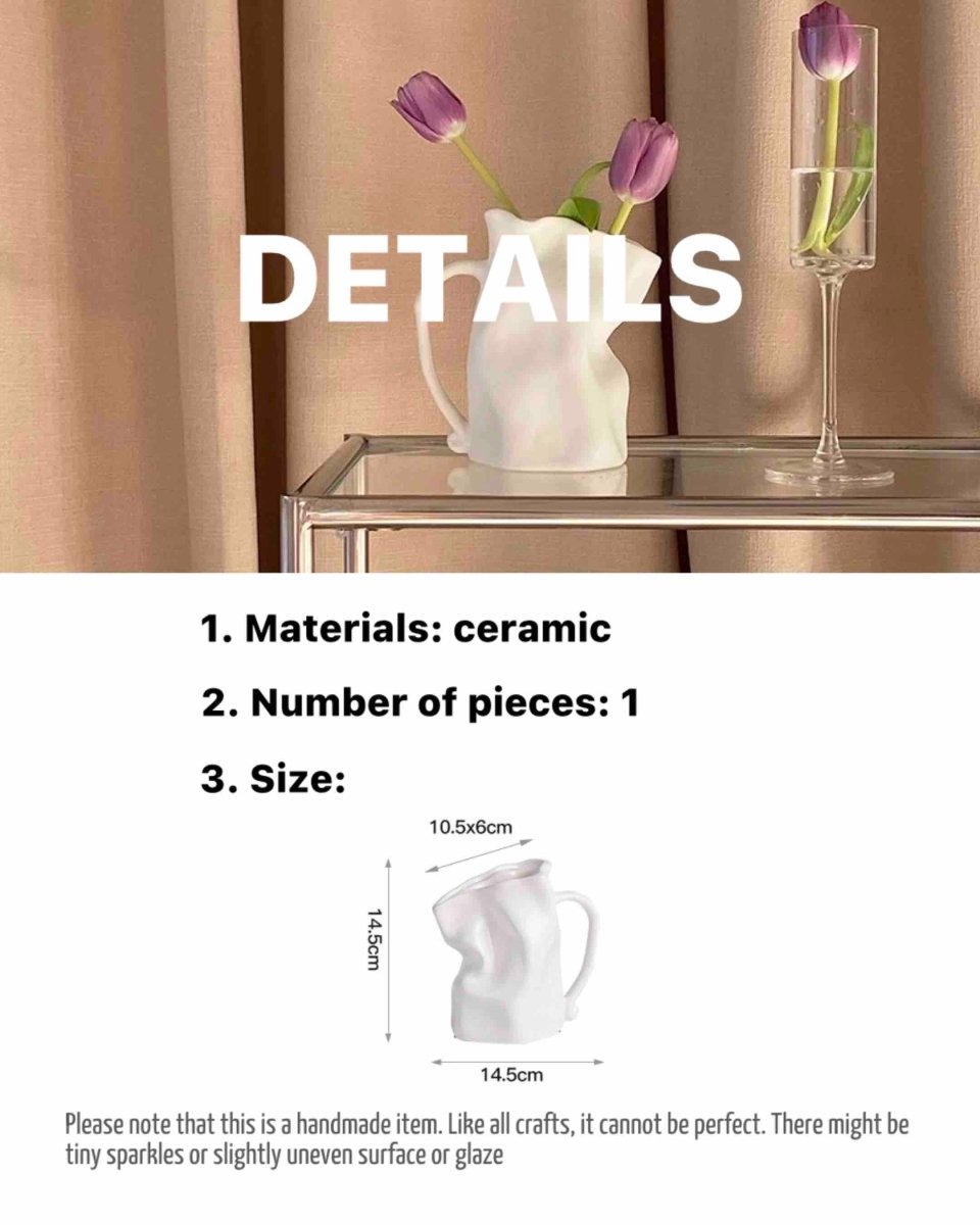 Handcrafted Nordic Jug Vase – Wrinkle Pottery Decorative OOAK Vase