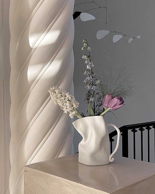 Handcrafted Nordic Jug Vase – Wrinkle Pottery Decorative OOAK Vase