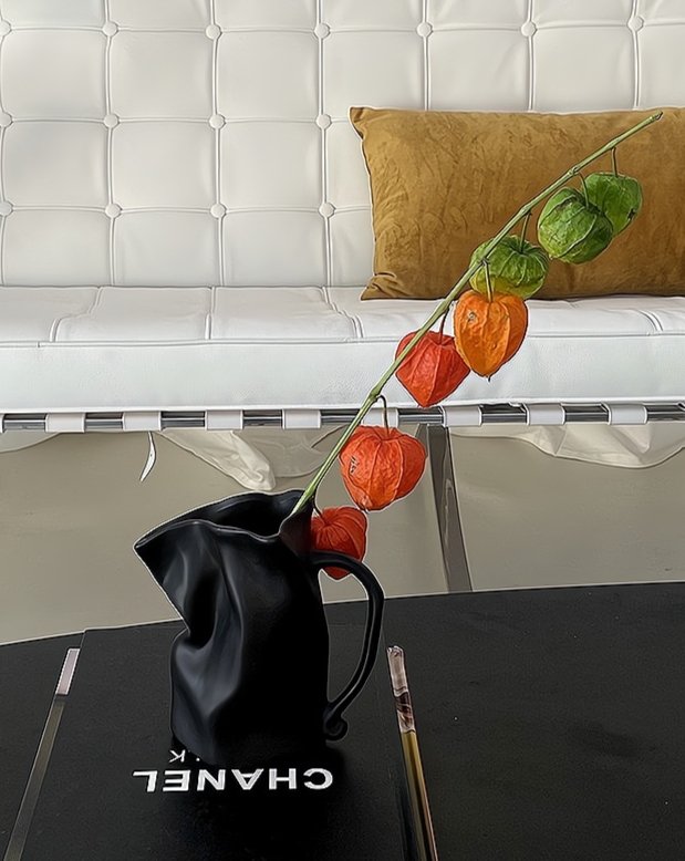 Handcrafted Nordic Jug Vase – Wrinkle Pottery Decorative OOAK Vase