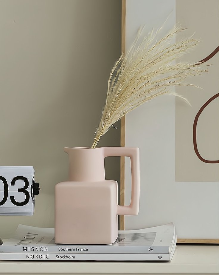 Handmade Ceramic Jug Vase – Modern Minimalist Pitcher-Style Decoration