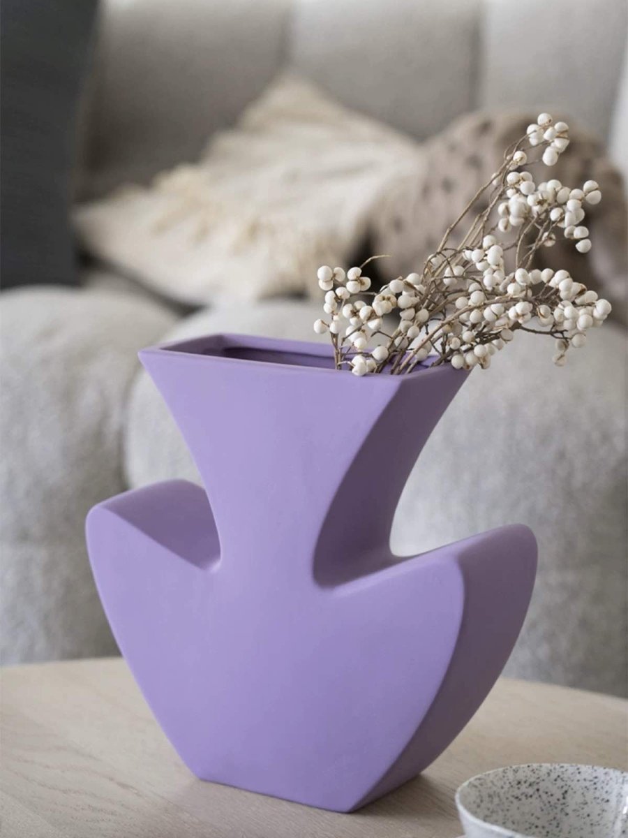 Handmade Funky Memphis Ceramic Vase – Lavender Accent Piece