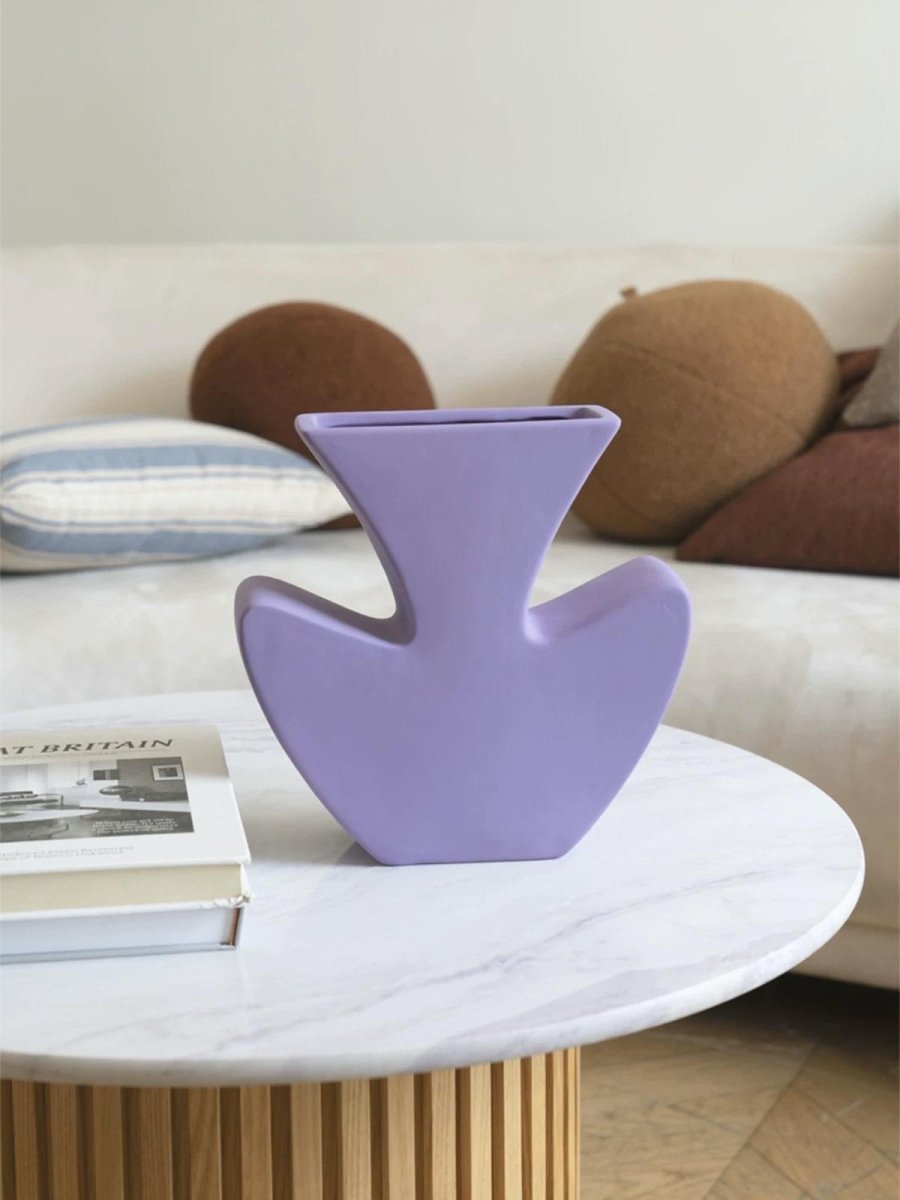 Handmade Funky Memphis Ceramic Vase – Lavender Accent Piece