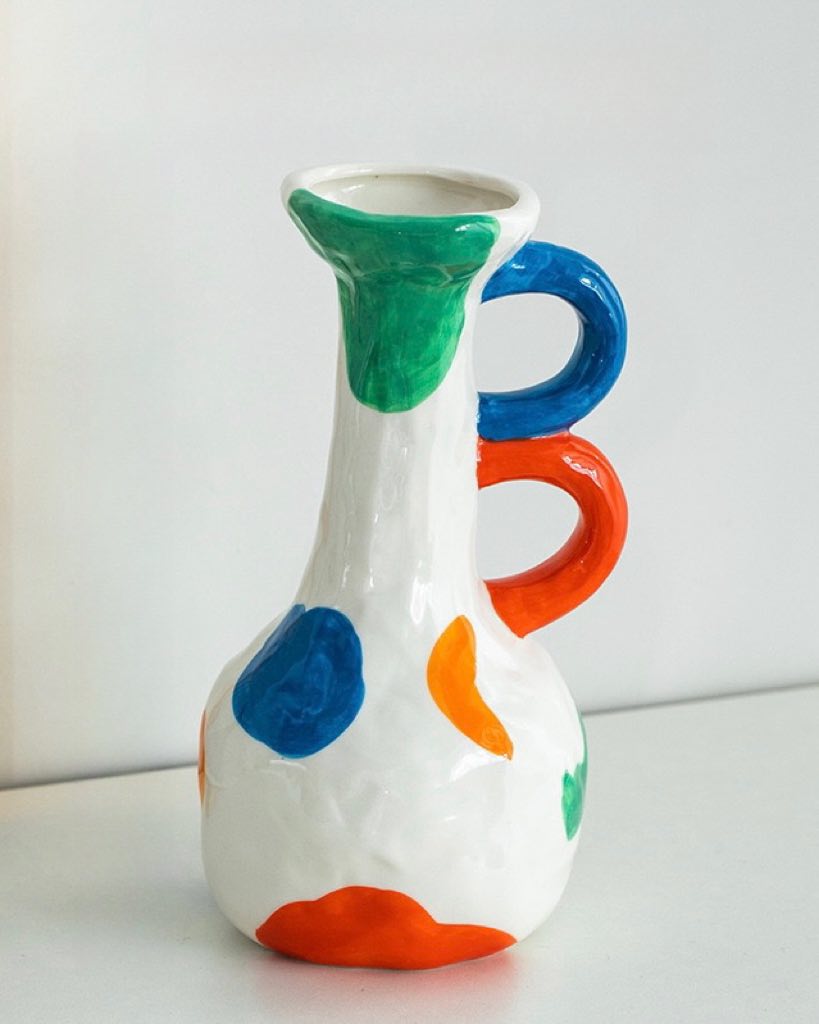 Handpainted Abstract Ceramic Vase – Whimsical Eclectic Home Decor