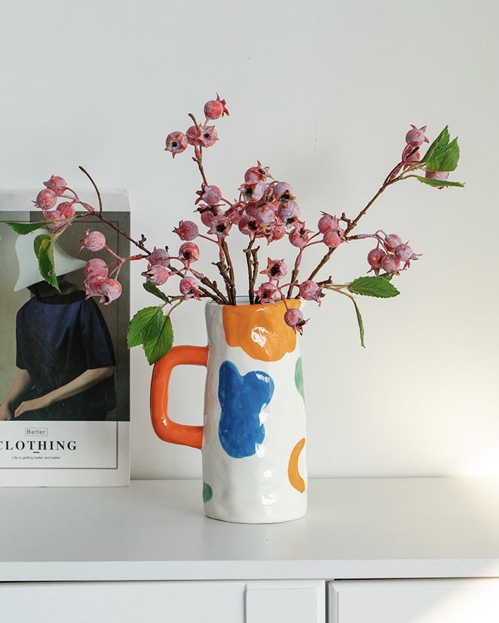 Handpainted Abstract Ceramic Vase – Whimsical Eclectic Home Decor