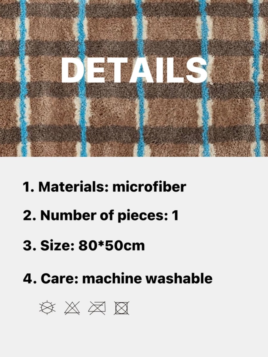 Retro Earthy Tone Checker Bath Rug – Ultra Soft Absorbent Anti-Slip Mat