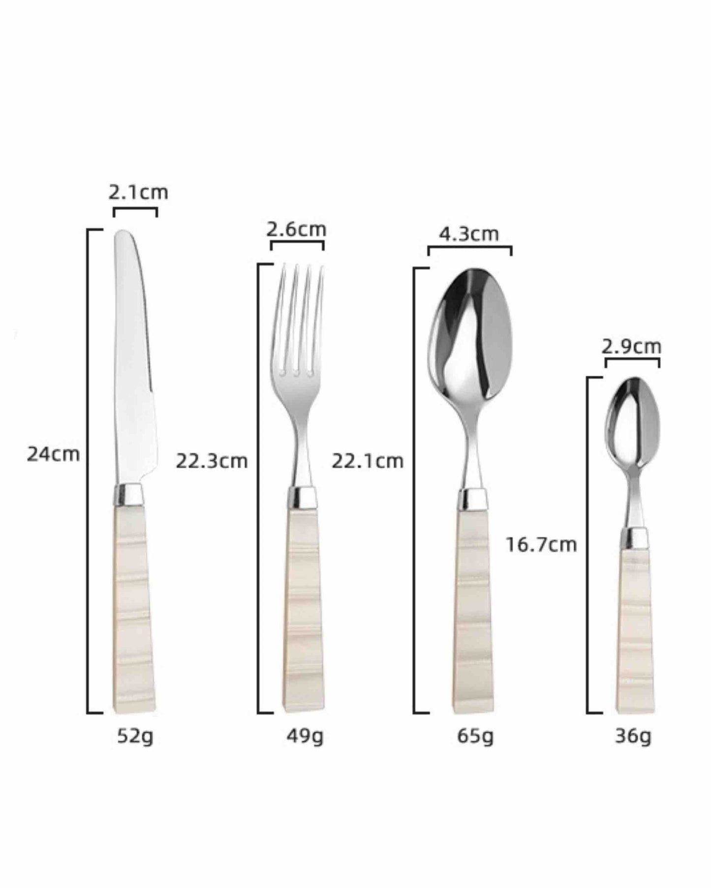 Pearl Flatware Set (8 pcs) – Elegant Italian Giada Cutlery with Ivory Handles