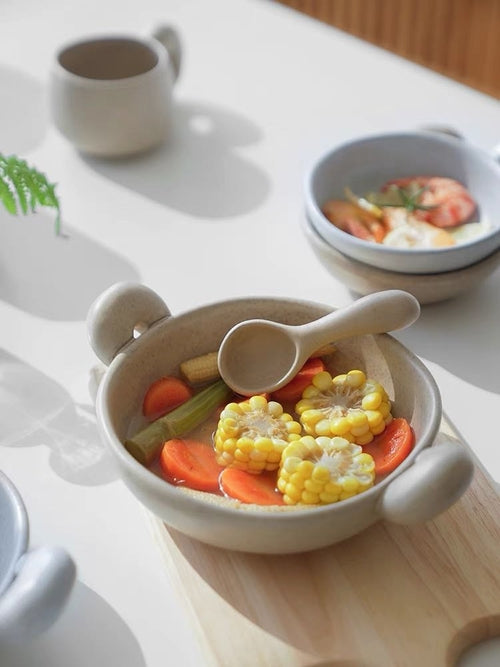 Big-Ears Ceramic Pasta Bowl – Handmade Playful Dinnerware