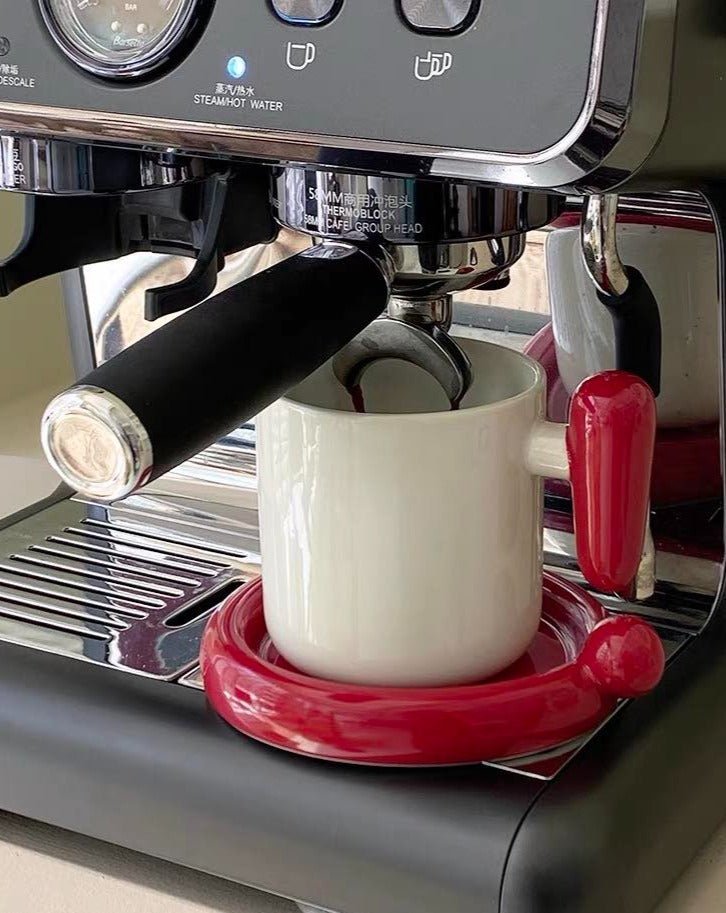 Ceramic Mug & Saucer Set – “!?” Emoji Handle