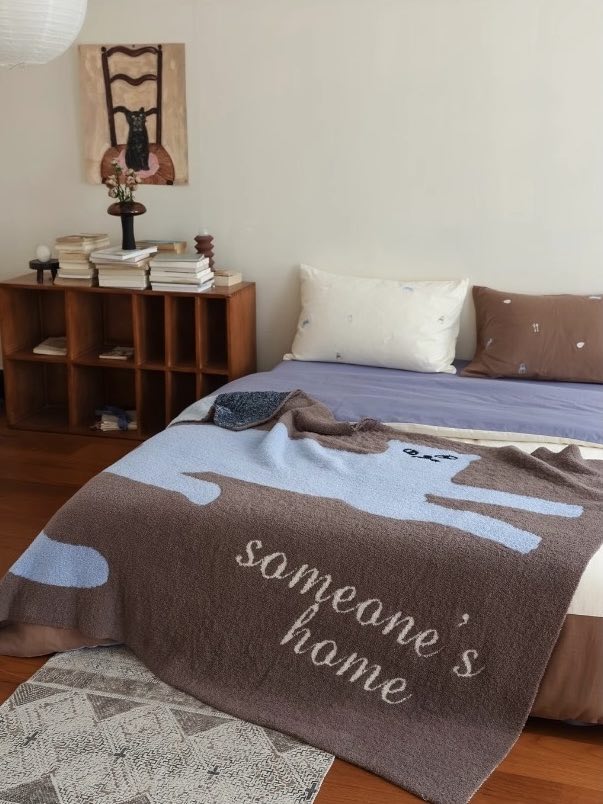 Funky Cat Throw Blanket – Cute Whimsical Earthy-Tone Cozy Throw