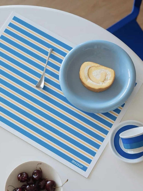 Dopamine Stripe Placemats (Set of 4) – Easy-Clean Faux Leather Table Mats