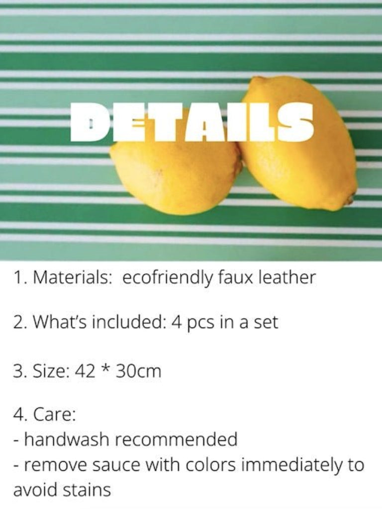 Dopamine Stripe Placemats (Set of 4) – Easy-Clean Faux Leather Table Mats