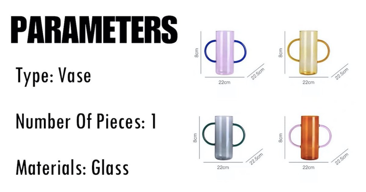 Dual-Handle Dopamine Glass Vase – Whimsical Handblown Flower Vessel