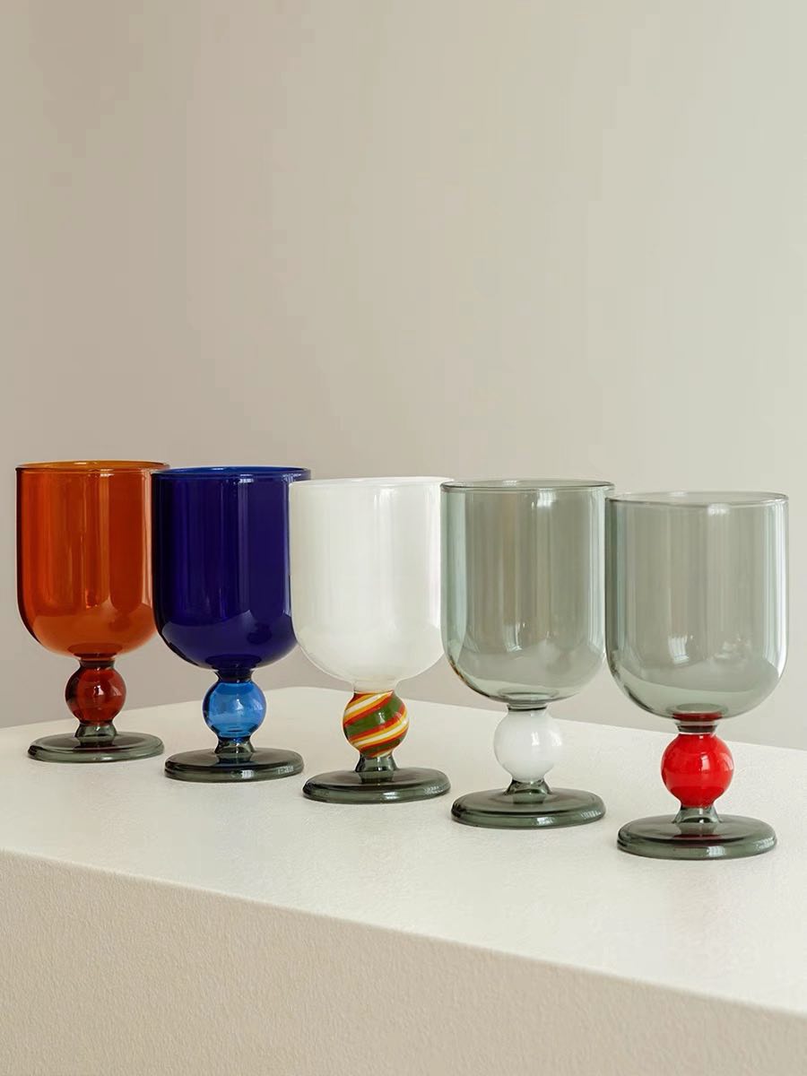 Gumballs Wine Glass Set – Eclectic Whimsical Colored Cocktail Glasses