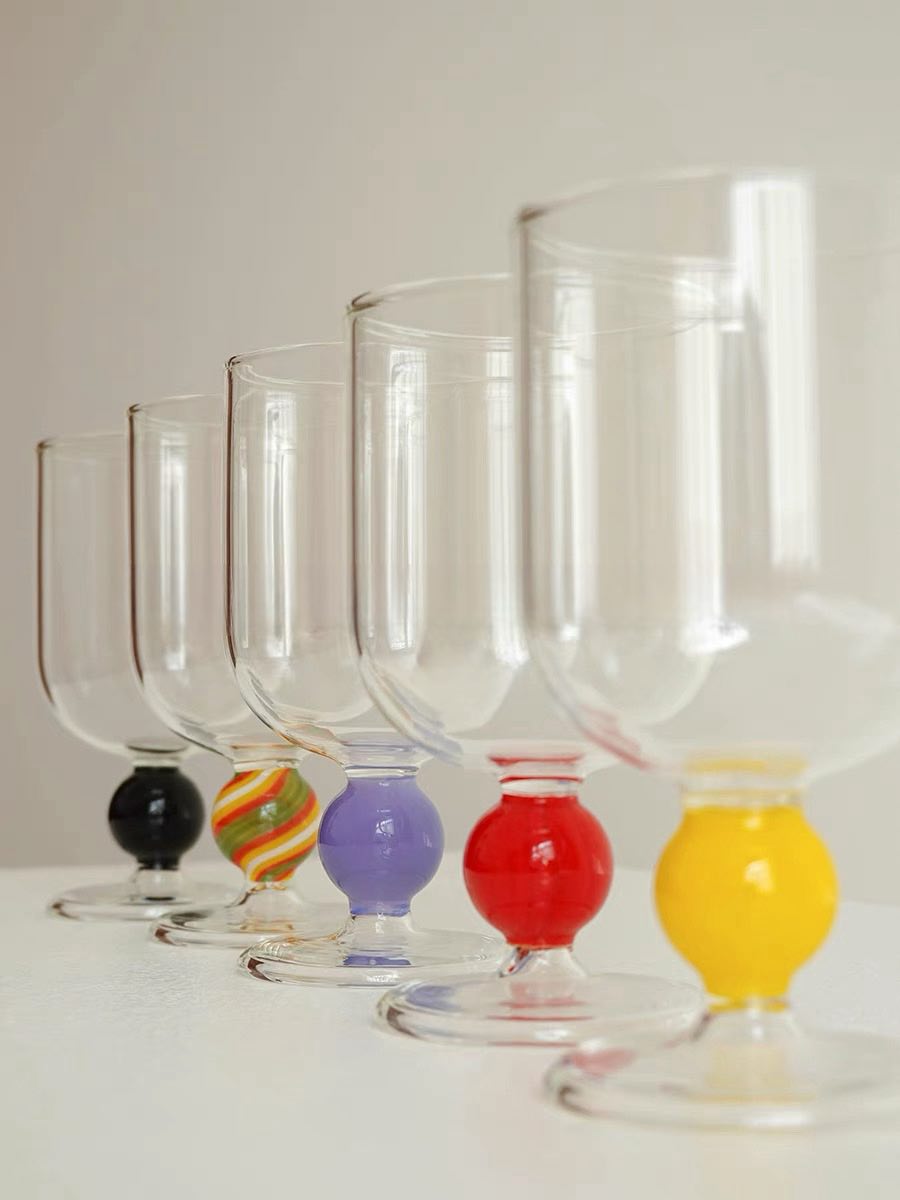 Gumballs Wine Glass Set – Eclectic Whimsical Colored Cocktail Glasses