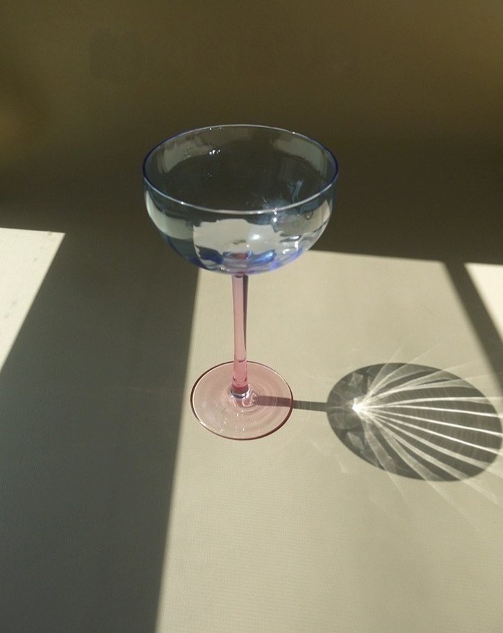 Retro Pastel Cocktail Glasses Coupe Set (4 pcs) – Handblown Vintage-Inspired Party Glassware