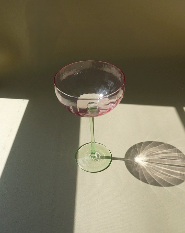 Retro Pastel Cocktail Glasses Coupe Set (4 pcs) – Handblown Vintage-Inspired Party Glassware