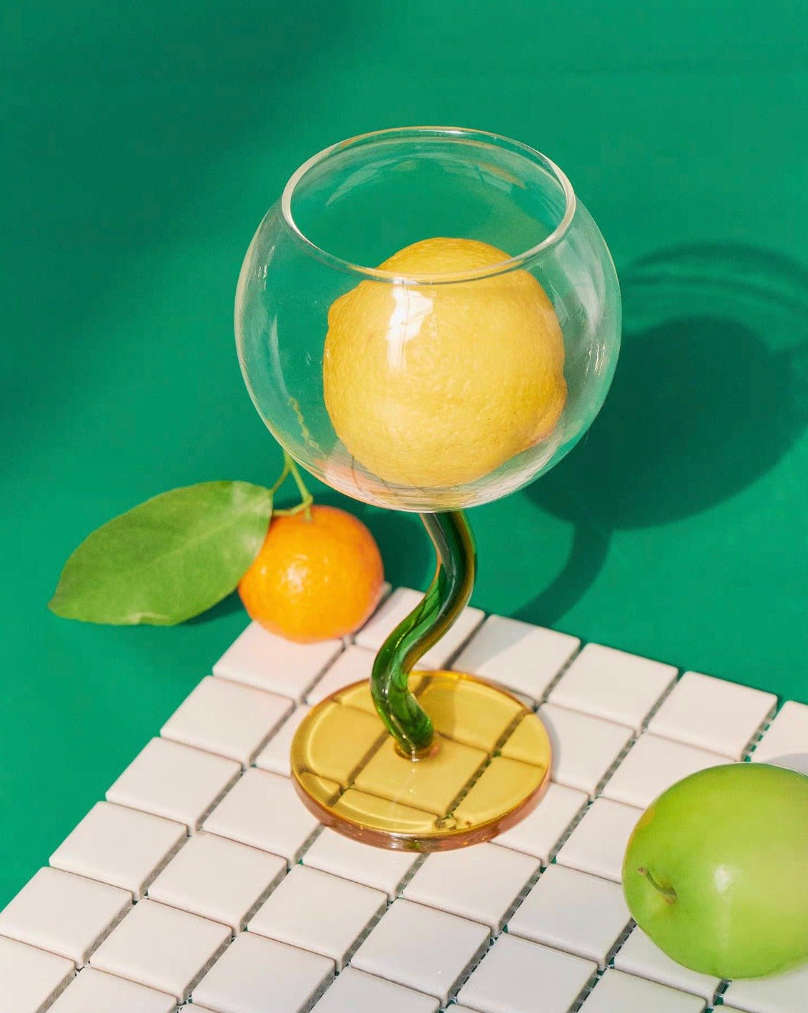 Handblown Bubble Wine Glass – Retro Wavy Stem Party Glassware