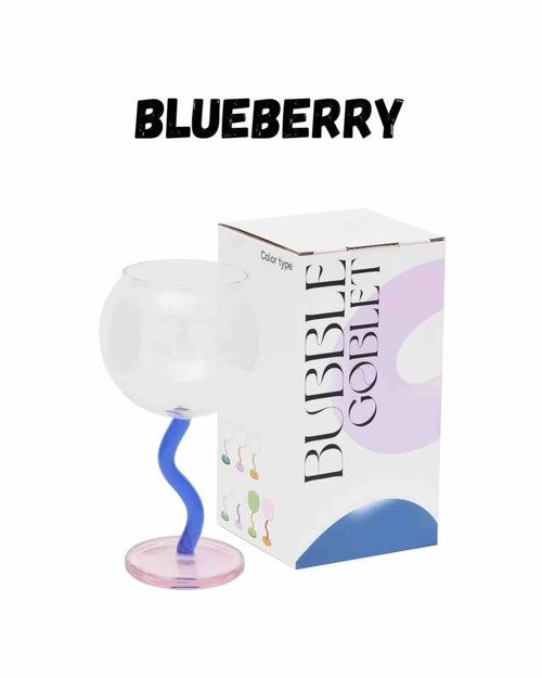 Handblown Bubble Wine Glass – Retro Wavy Stem Party Glassware