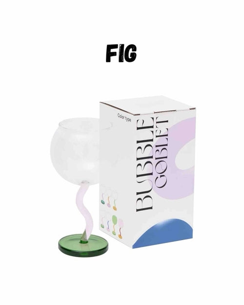 Handblown Bubble Wine Glass – Retro Wavy Stem Party Glassware