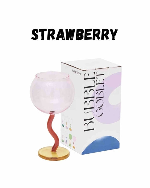 Handblown Bubble Wine Glass – Retro Wavy Stem Party Glassware