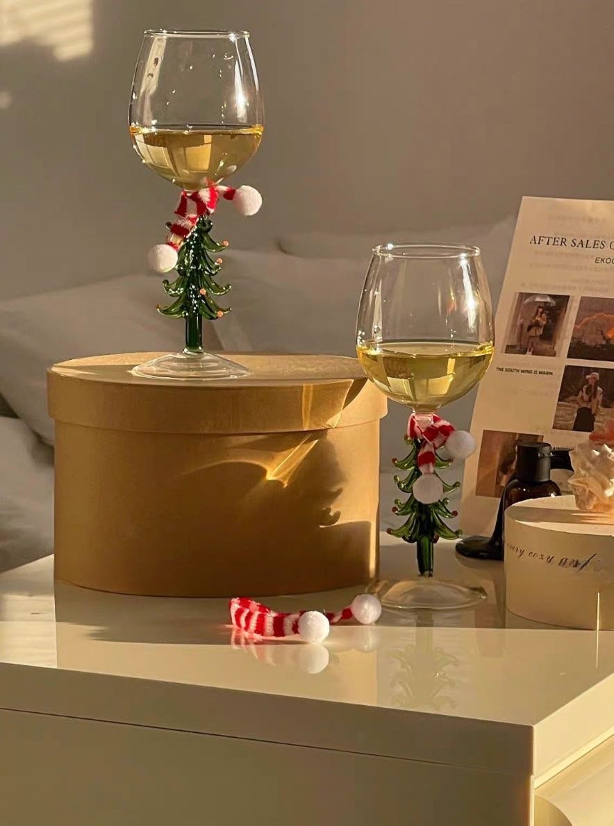 Handblown Christmas Tree Wine Glasses (Set of 2) – Whimsical Holiday Glassware