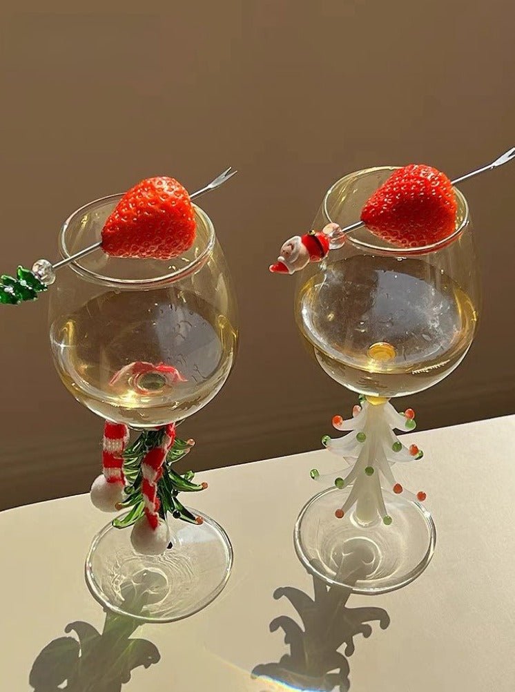 Handblown Christmas Tree Wine Glasses (Set of 2) – Whimsical Holiday Glassware