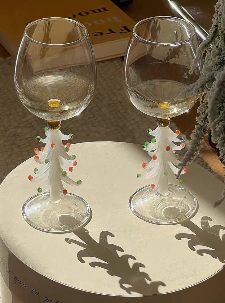 Handblown Christmas Tree Wine Glasses (Set of 2) – Whimsical Holiday Glassware