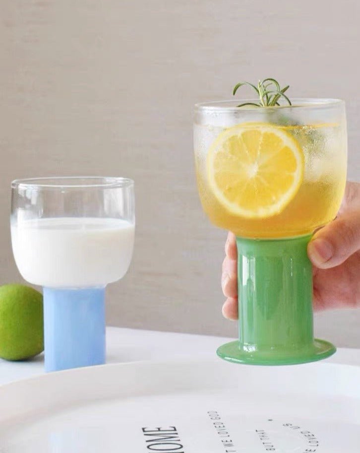 Chubby Handblown Wine Glasses  Set of 2 Pcs