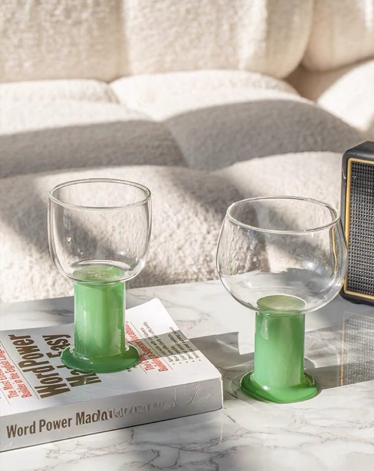 Chubby Handblown Wine Glasses  Set of 2 Pcs