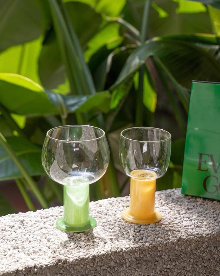 Chubby Handblown Wine Glasses  Set of 2 Pcs