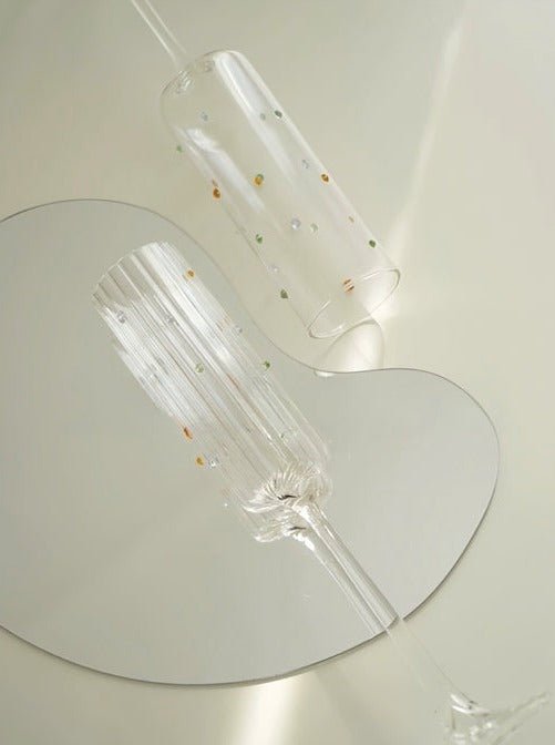 Handblown Rainbow Sprinkles Champagne Flutes (Set of 2)