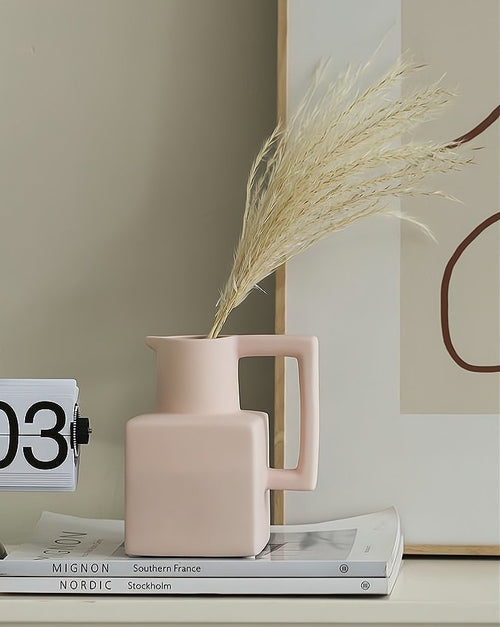 Handmade Ceramic Jug Vase – Modern Minimalist Pitcher-Style Decoration