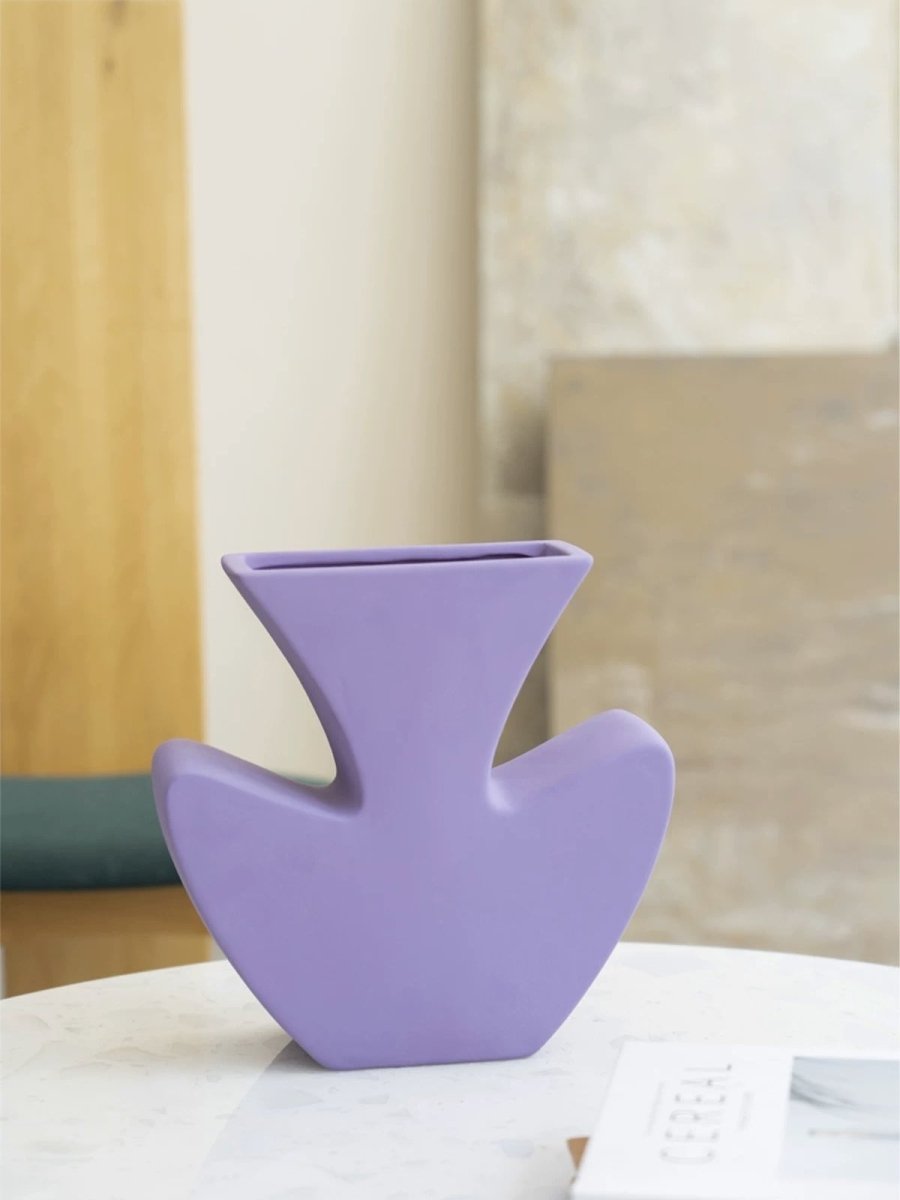 Handmade Funky Memphis Ceramic Vase – Lavender Accent Piece