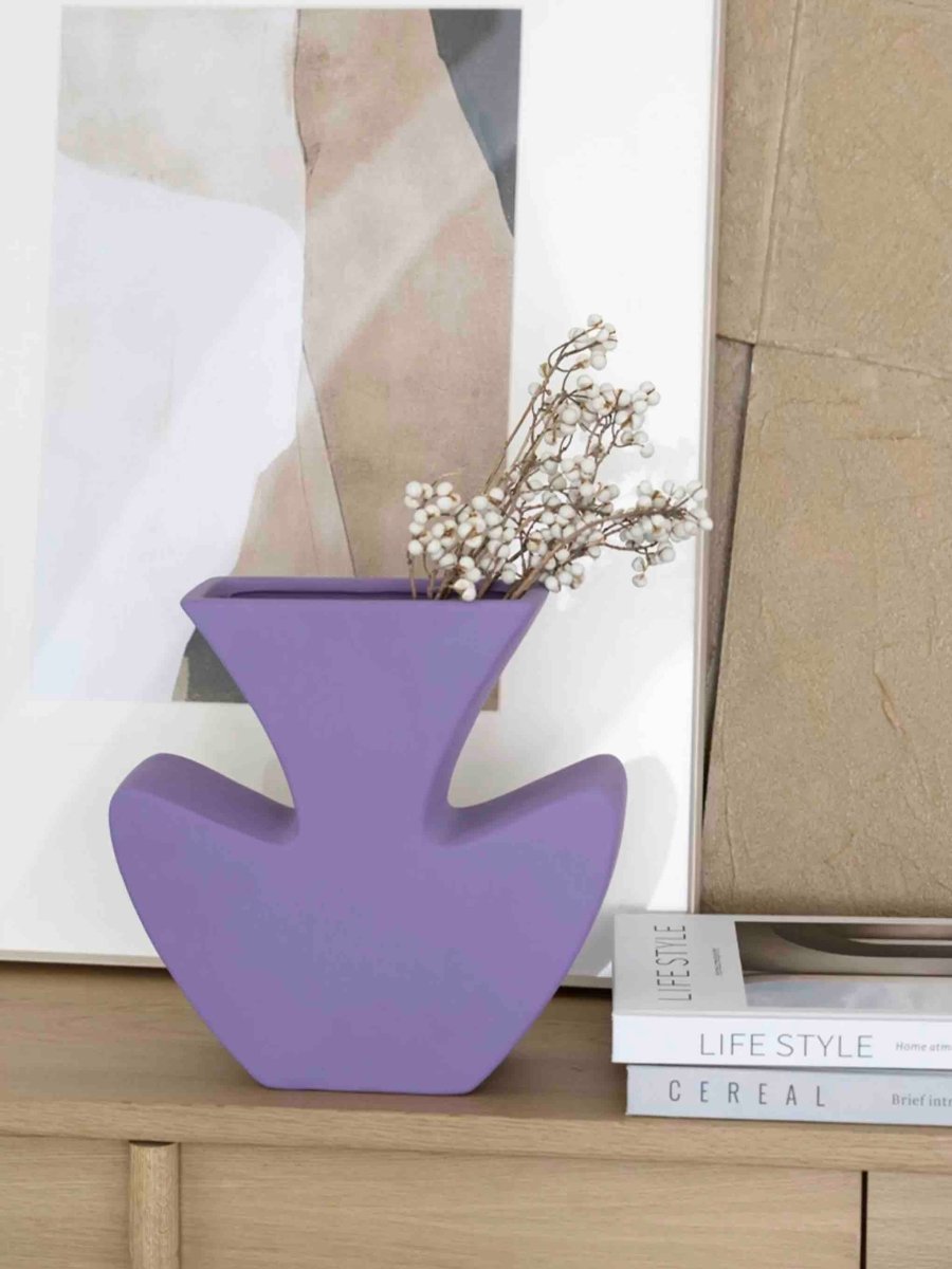 Handmade Funky Memphis Ceramic Vase – Lavender Accent Piece