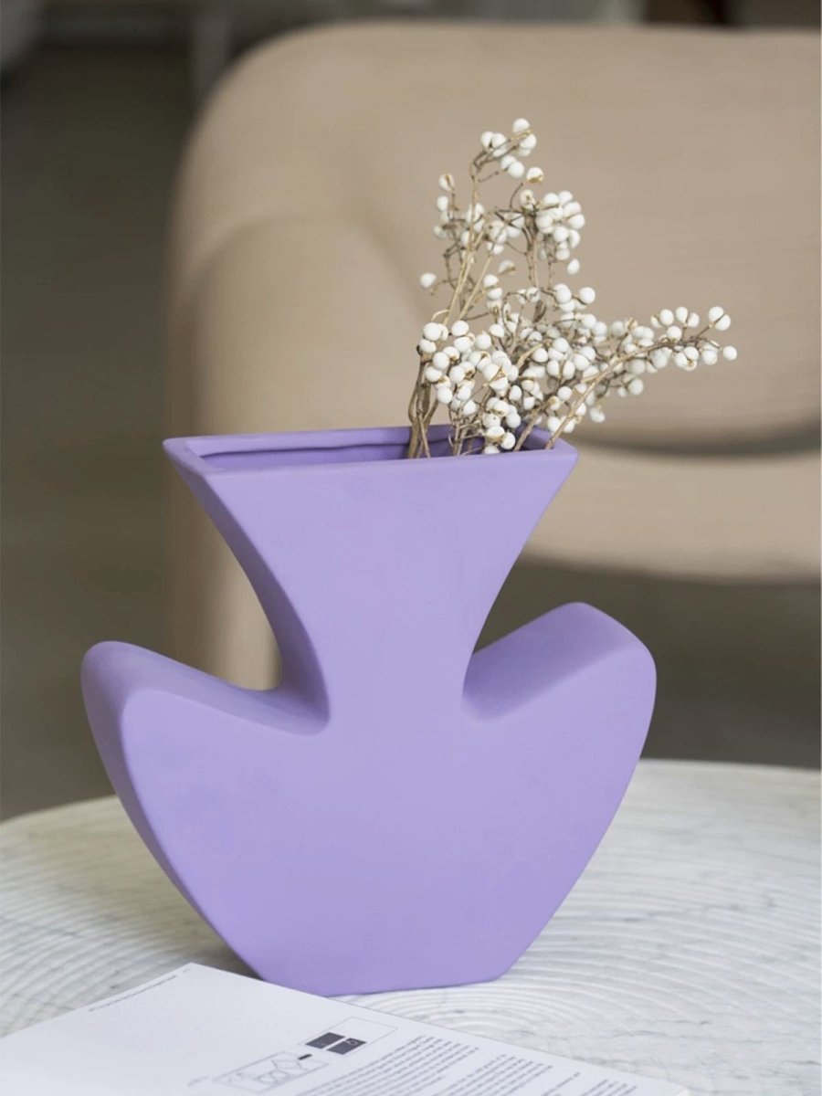 Handmade Funky Memphis Ceramic Vase – Lavender Accent Piece