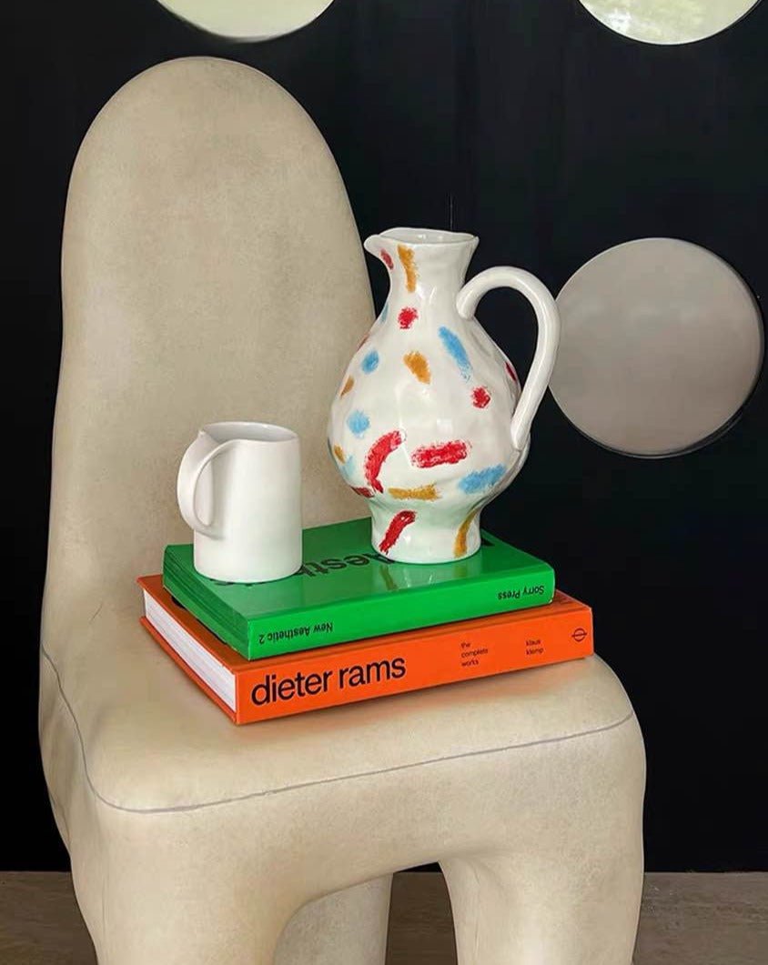 Handmade Nordic Ceramic Jug Vase – Minimalist Pottery for Floral Decor